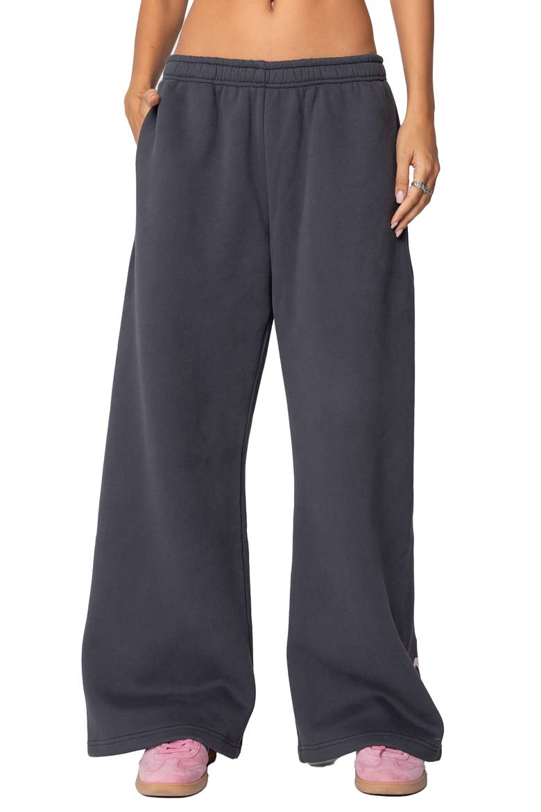 Bonney Bow Wide Leg Sweatpants, Main, color, DARK-GRAY