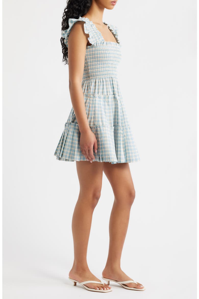 The Nap® Pleated Fit & Flare Minidress, Alternate, color, BLUE/ RED GINGHAM