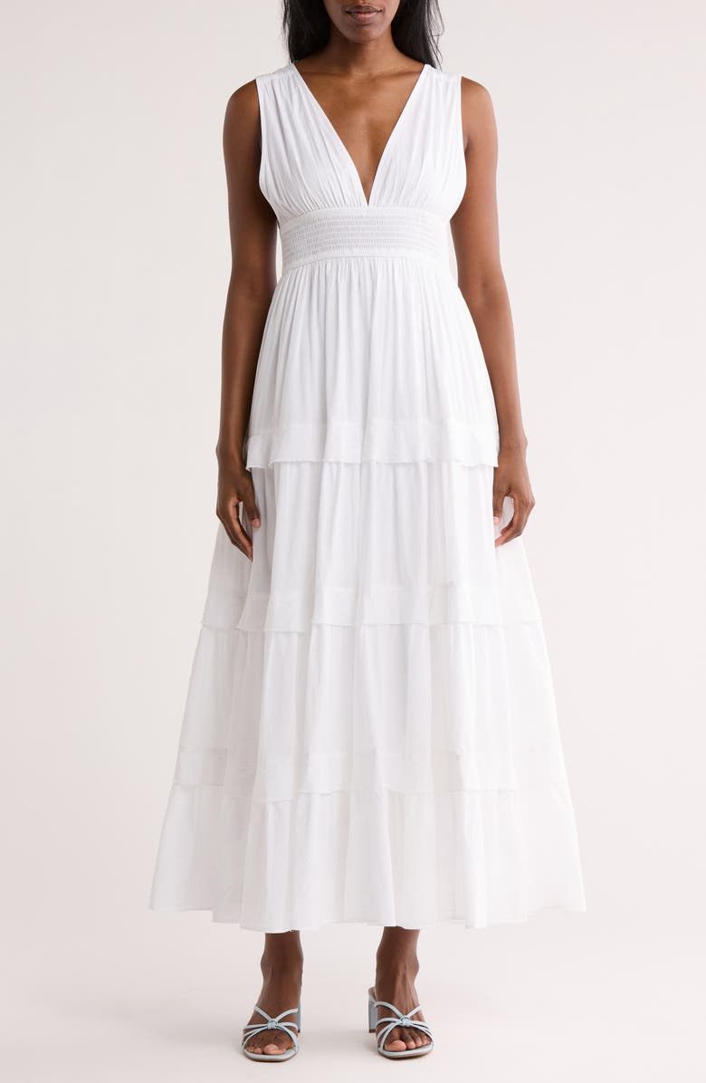 Chelsea28 Sleeveless Tiered Cotton Maxi Dress, Main, color, 