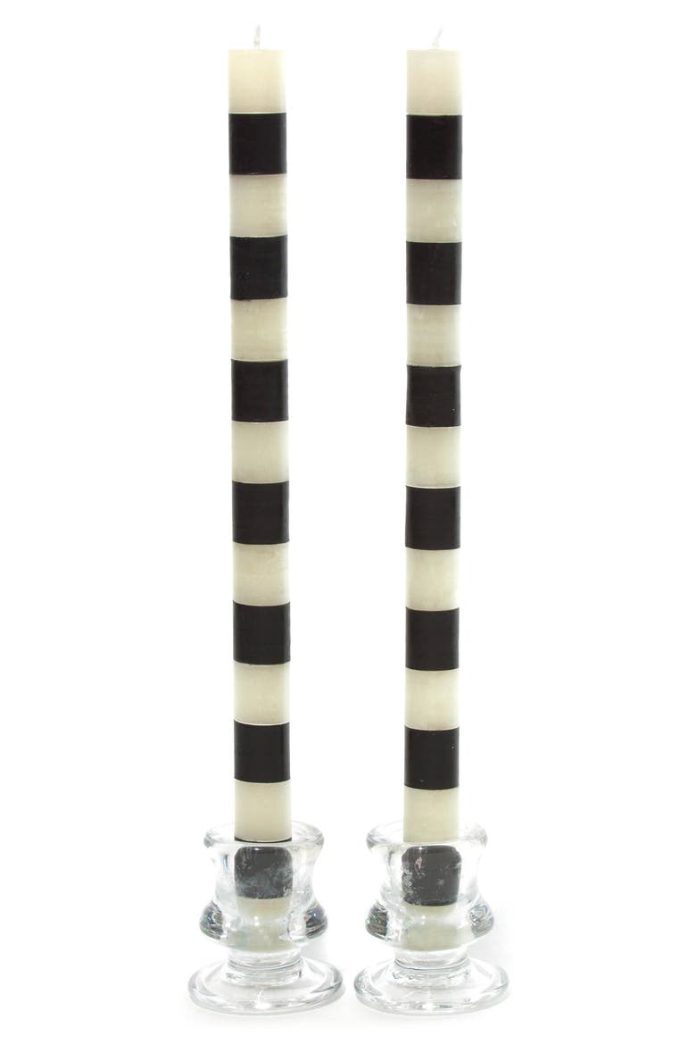 Set of 2 Black Bands Dinner Candles, Main, color, BLACK