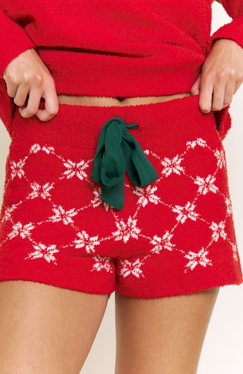 Honeydew Snow Angels Fair Isle Chenille Short Pajamas In Red