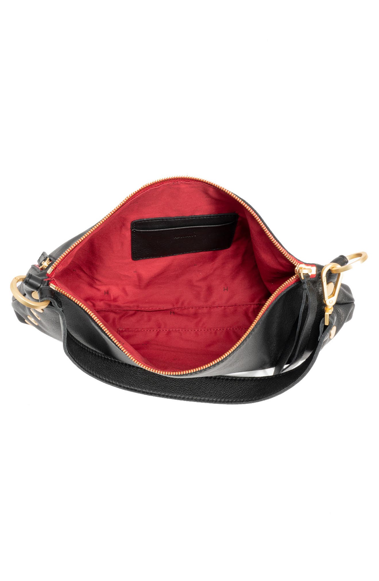 HAMMITT Kyle Medium Shoulder Bag, Alternate, color, Black/ Brushed Gold Red Zip