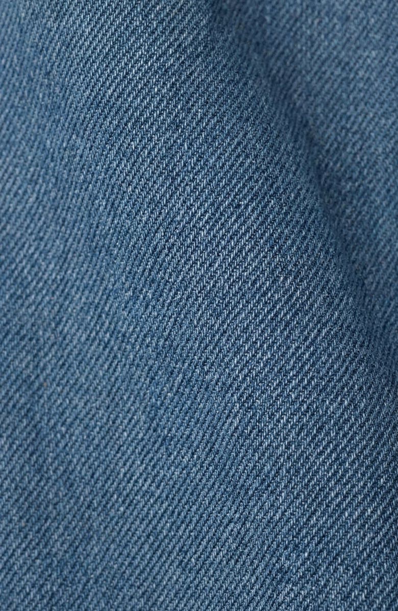 Modenaire Belted Denim Ruffle Hem Dress, Alternate, color, Medium Wash Blue