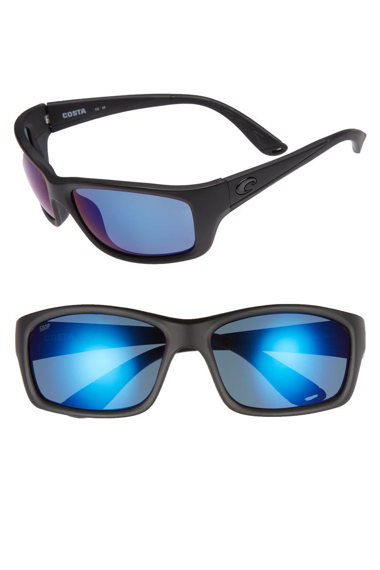 Jose 60mm Polarized Sunglasses, Main, color, BLACKOUT/ BLUE MIRROR