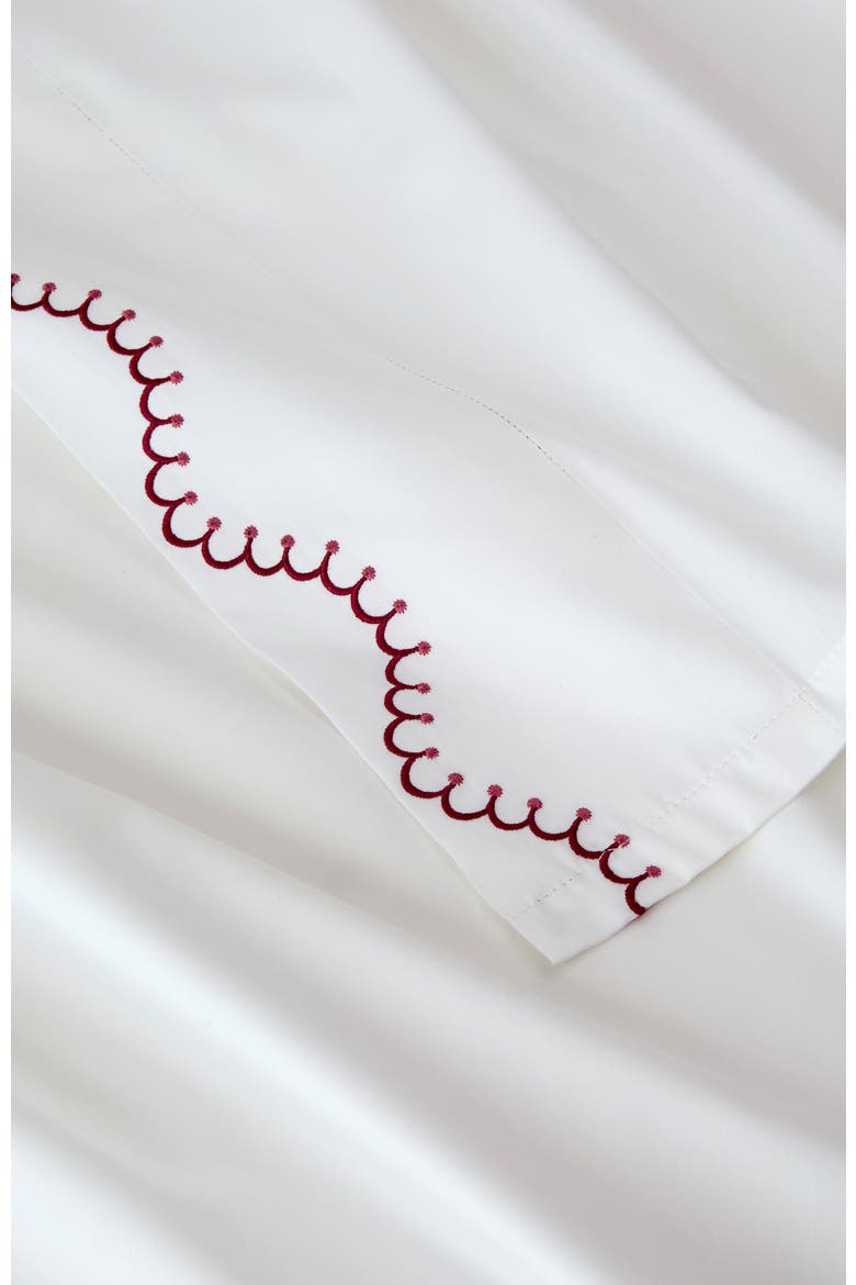 Lucerne Scallop Luxury Cotton Sateen Embroidered Sheet Set Bundles, Alternate, color, Raspberry