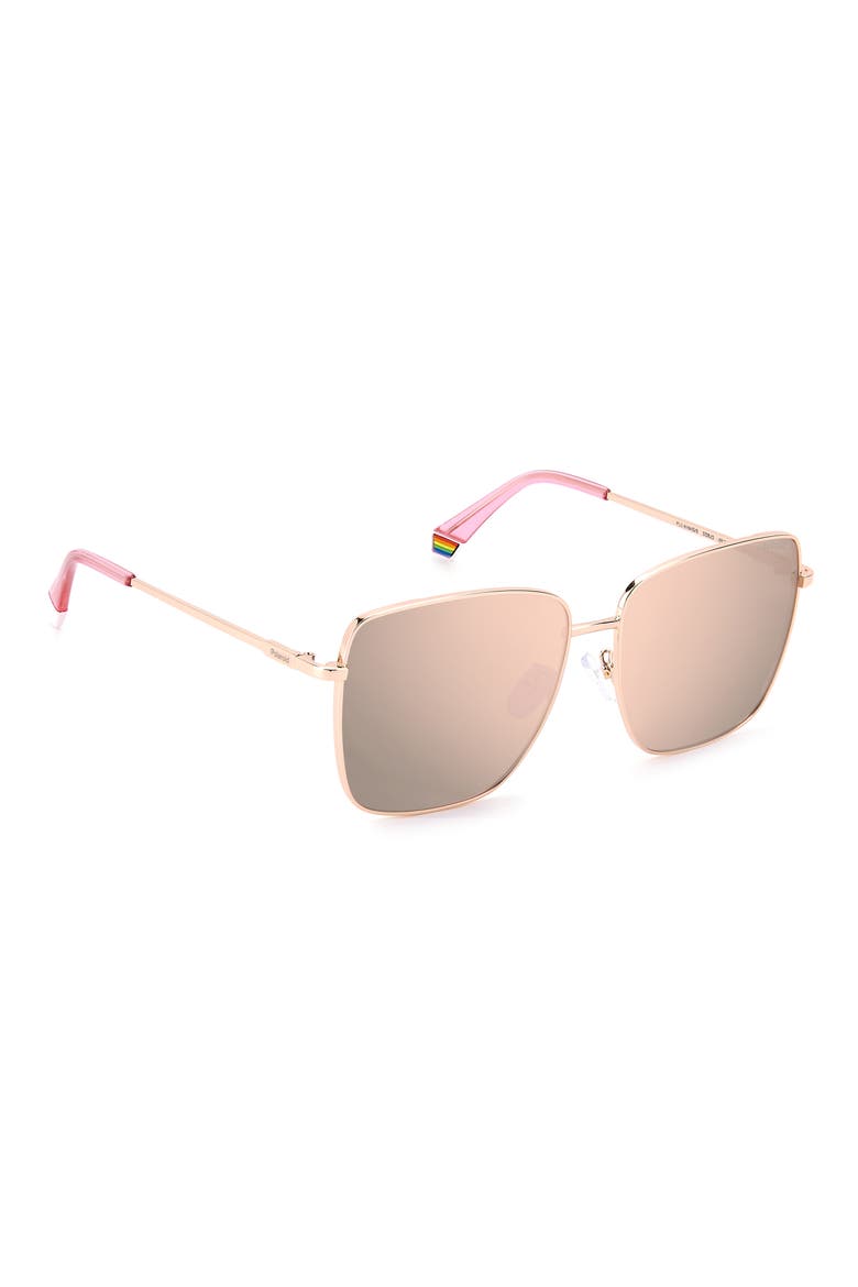 59mm Polarized Square Sunglasses, Alternate, color, GOLD COPPER / ROSE GOLD