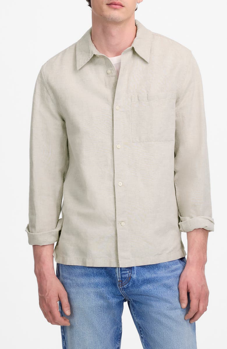 Madewell Stripe Linen & Cotton Button-Up Shirt, Main, color, Oat