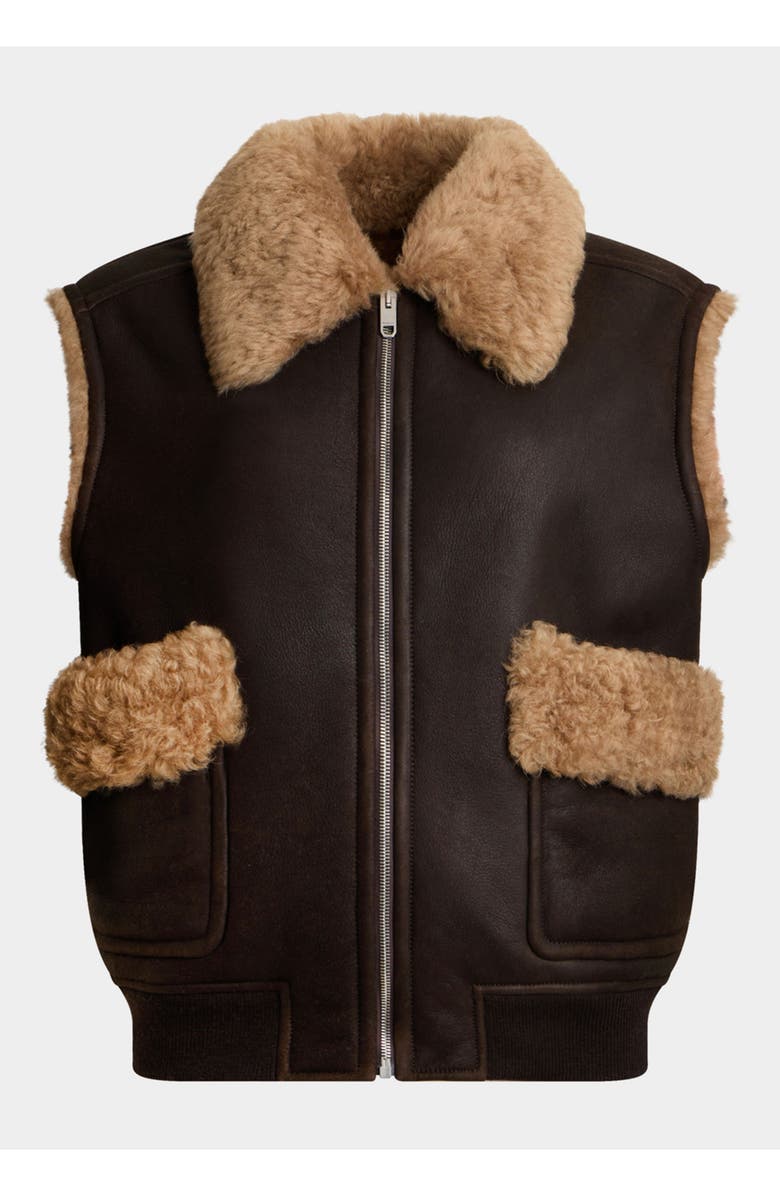 Bally Winter Capsule Vest in Leather And Shearling, Main, color, Brown