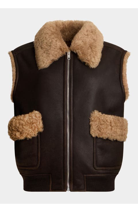 Winter Capsule Vest in Leather And Shearling