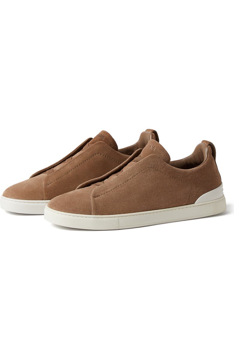 ZEGNA Triple Stitch Suede Slip-On Sneaker, Main, color, Cocco