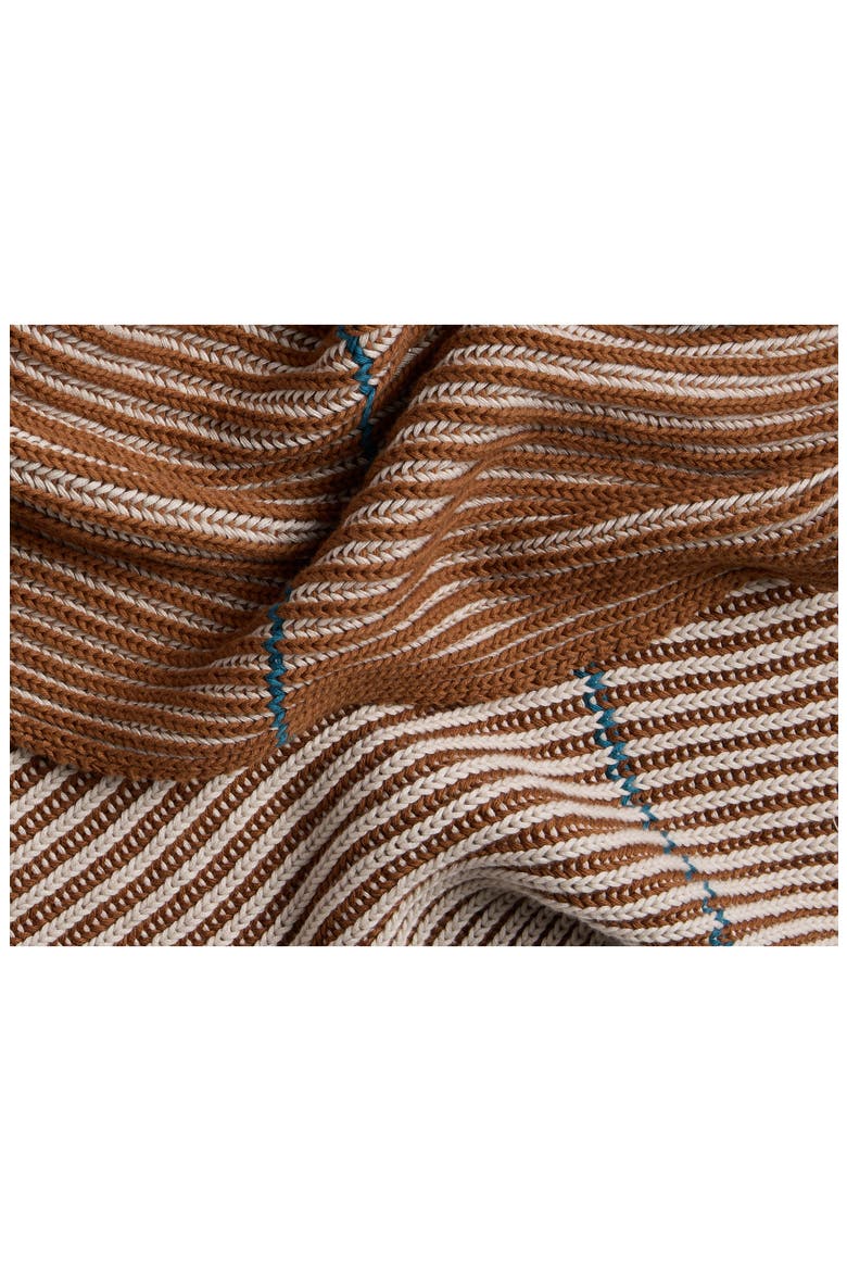 Two-Tone Organic Cotton Ribbed Throw Blanket, Alternate, color, BONE AND TOBACCO