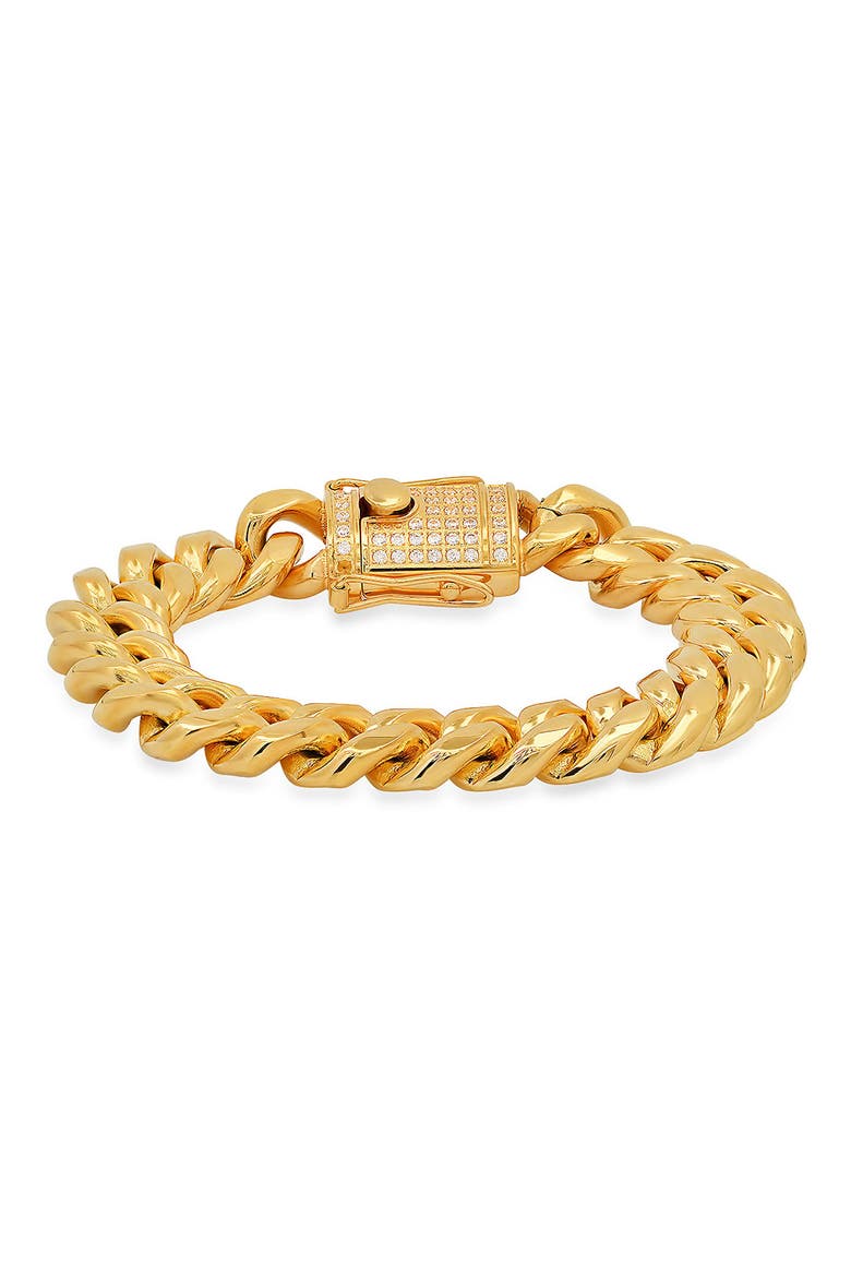 Men's 18k Gold Plated Curb Chain Bracelet, Main, color, GOLD