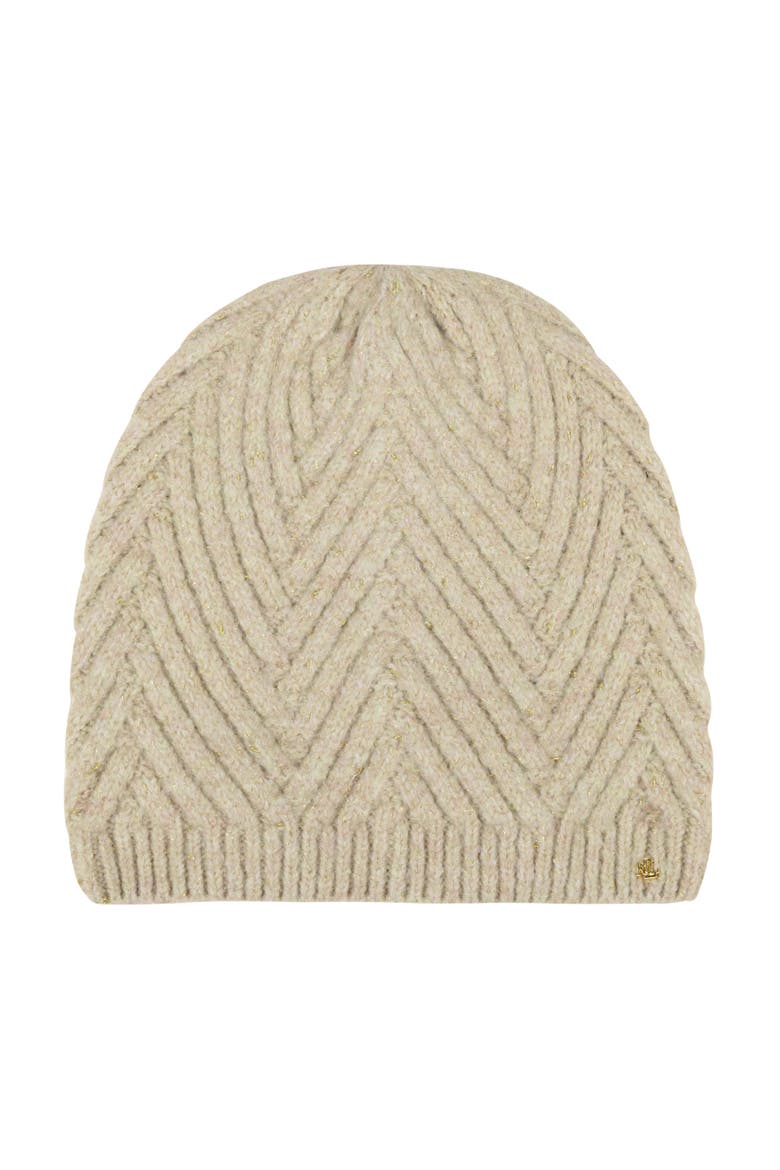 shine herringbone knit hat, Main, color, light camel