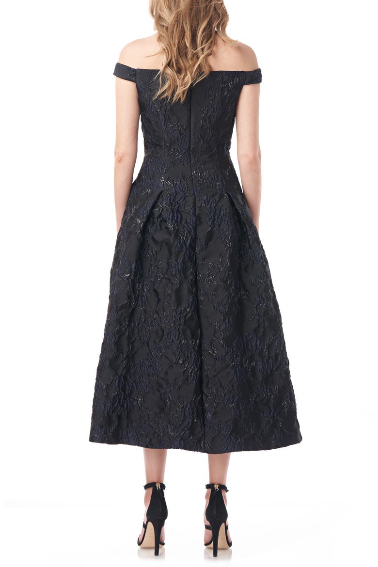 Carina Metallic Floral Brocade Cocktail Dress, Alternate, color, BLACK NAVY