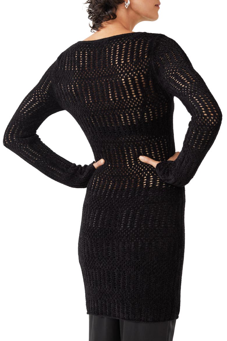 Open Stitch Long Sleeve Dress, Alternate, color, BLACK