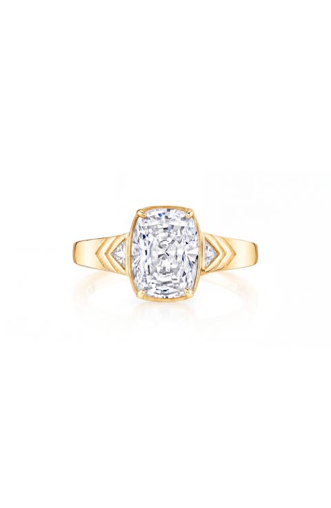 Cushion Cut Cubic Zirconia Solitaire Ring