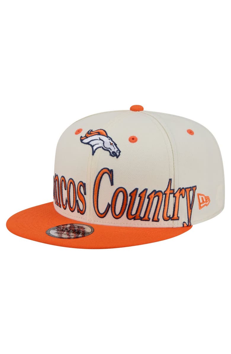 New Era Men's New Era Cream Denver Broncos Oversized Slogan 9FIFTY Snapback Hat, Alternate, color, Cream