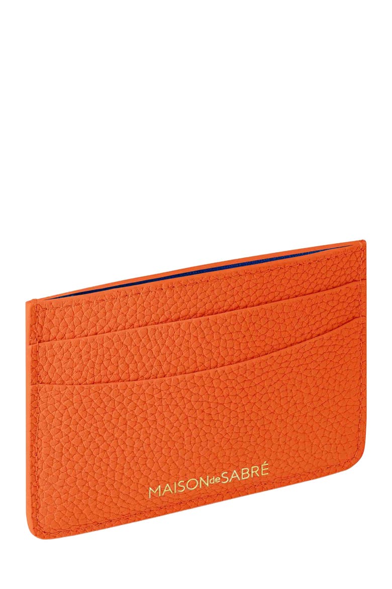 Leather Card Holder, Alternate, color, Manhattan Orange