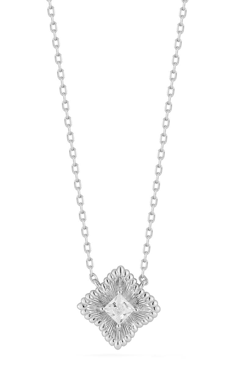 GLAZE JEWELRY Clover Pendant Necklace, Main, color, Silver