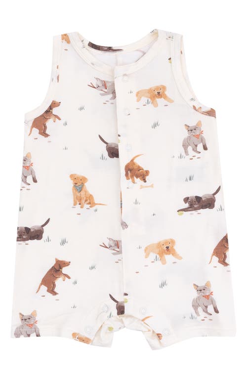 Angel Dear Watercolor Puppies Sleeveless Romper In Beige