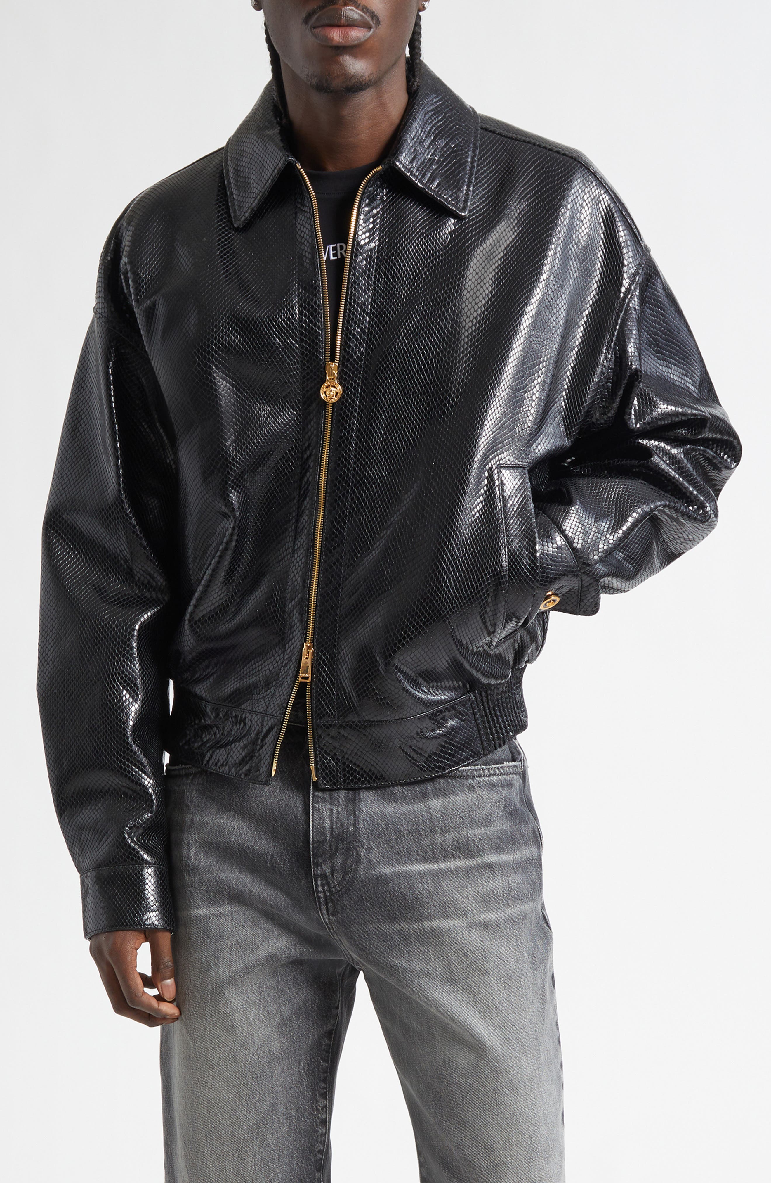 Python Embossed Leather Jacket