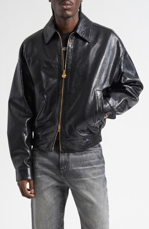 Python Embossed Leather Jacket