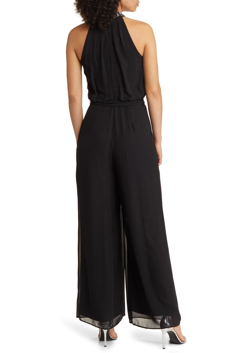 Embellished Wide Leg Jumpsuit, Alternate, color, BLACK