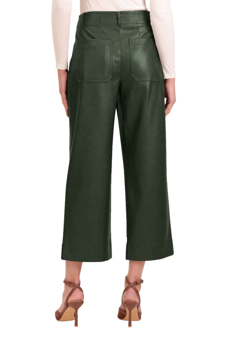 Patch Pocket Faux Leather Crop Wide Leg Pants, Alternate, color, FOREST GREEN