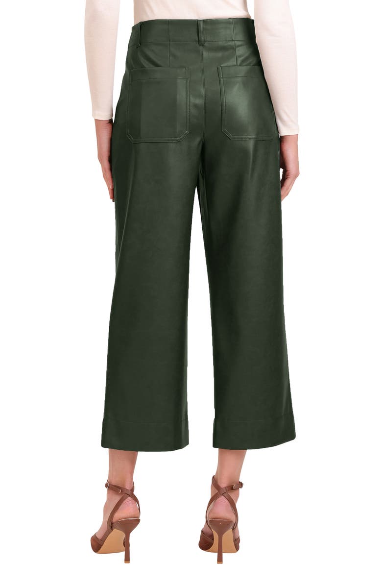 Bagatelle Patch Pocket Faux Leather Crop Wide Leg Pants, Alternate, color, Forest Green