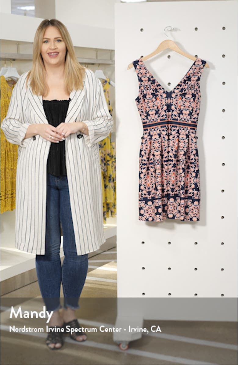 Geo Print Sleeveless Fit & Flare Dress, sales video thumbnail