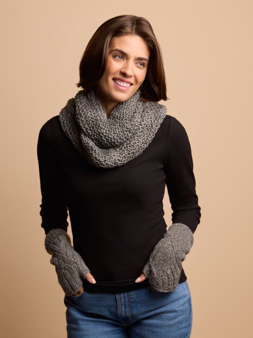 Feelgoodz Artisan Woven Karuna Infinity 100% Wool Scarf In Gray
