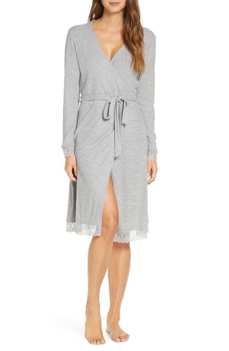 Rachel Parcell Lace Trim Robe, Main, color, 