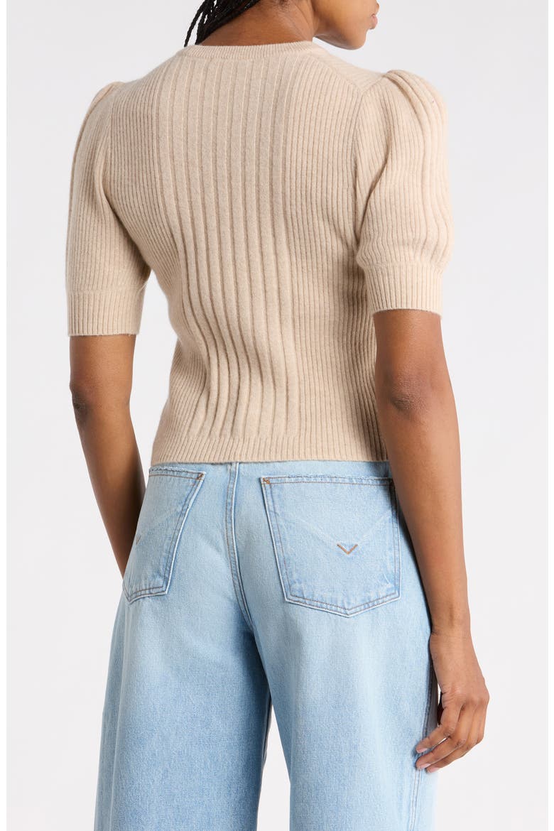 Kato Puff Shoulder Rib Sweater, Alternate, color, OATMEAL
