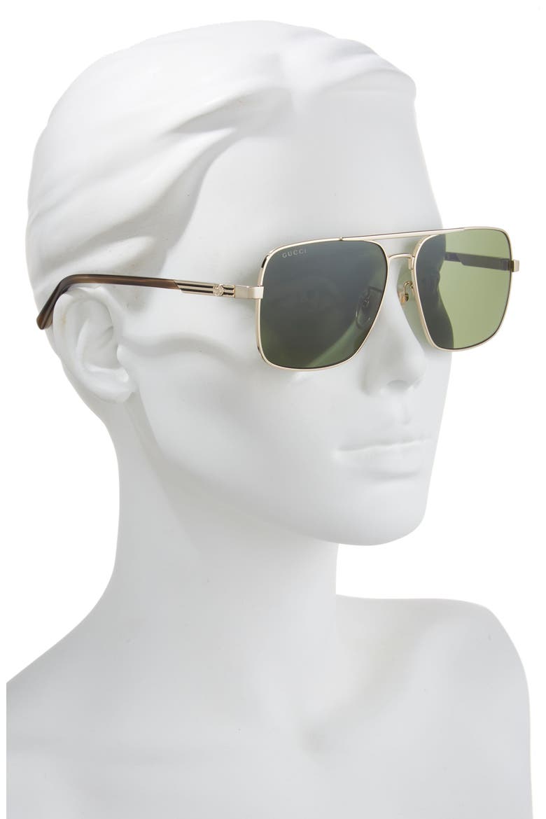 62mm Aviator Sunglasses, Alternate, color, GOLD HAVANA GREEN