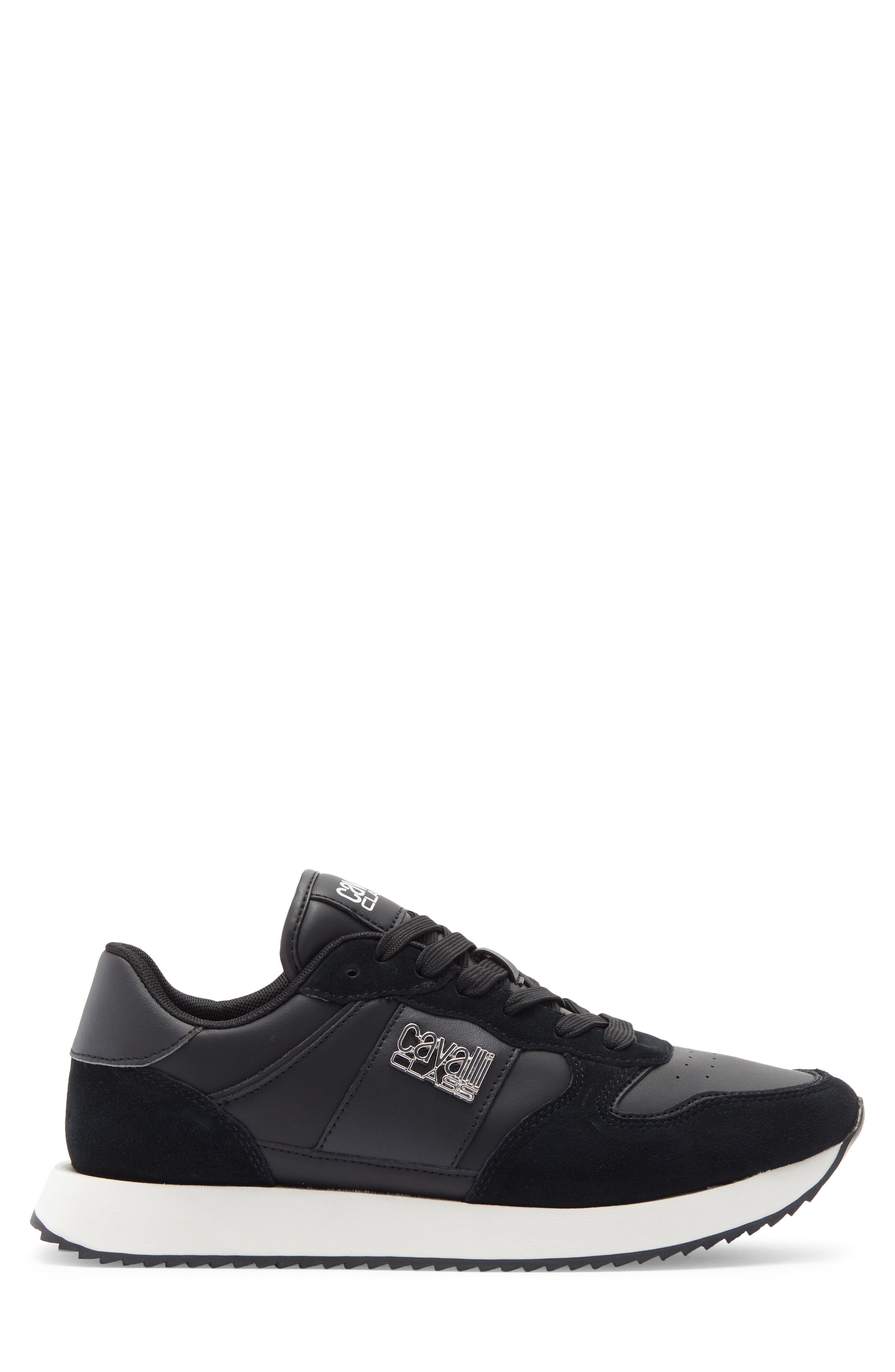 Roberto Cavalli Firenze Low Top Runner Sneaker, Alternate, color, Black