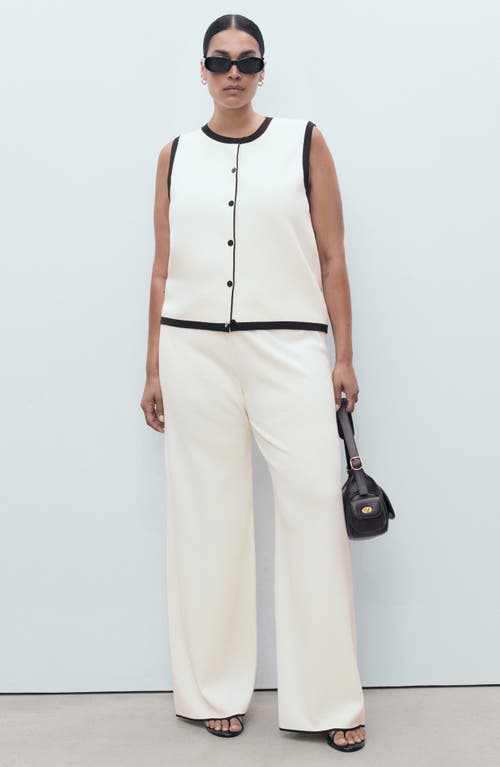 Mango Low Rise Contrast Hem Knit Pants In Animal Print