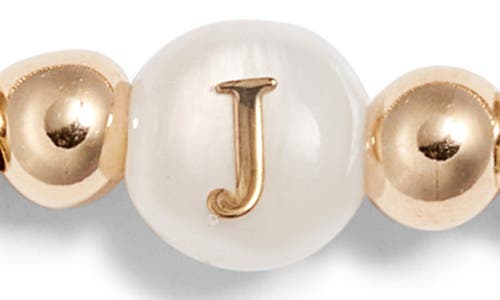 Nashelle Mother Of Pearl Initial Beaded Bracelet In Gold Fill J