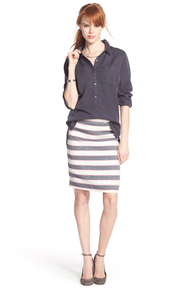 Denim Chambray Tunic Shirt, Alternate, color, GREY EBONY