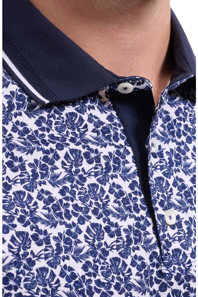 Vance OoohCotton® Tropical Floral Polo, Alternate, color, NAVY