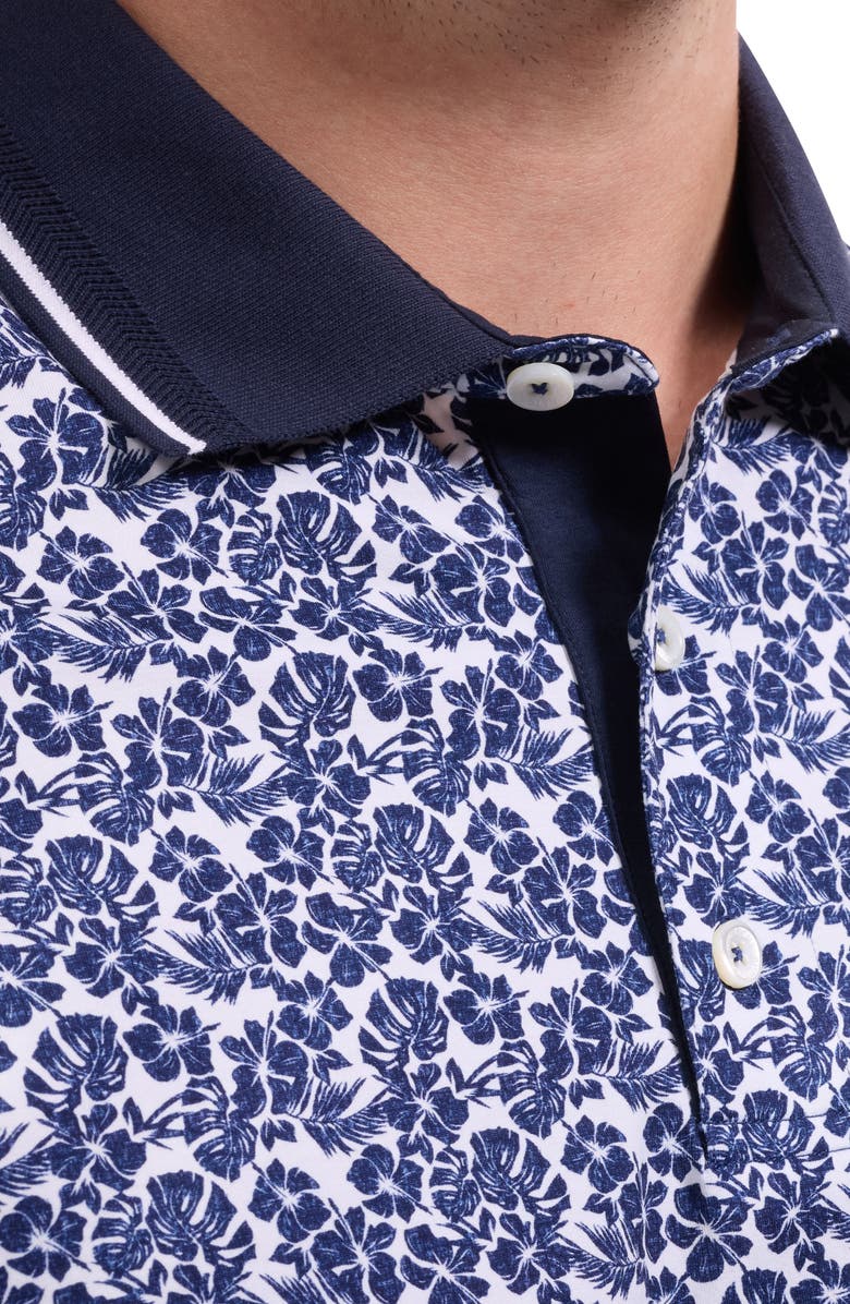 Bugatchi Vance OoohCotton<sup>®</sup> Tropical Floral Polo, Alternate, color, Navy