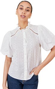 Yumi Broderie Anglaise Puff Sleeve Shirt