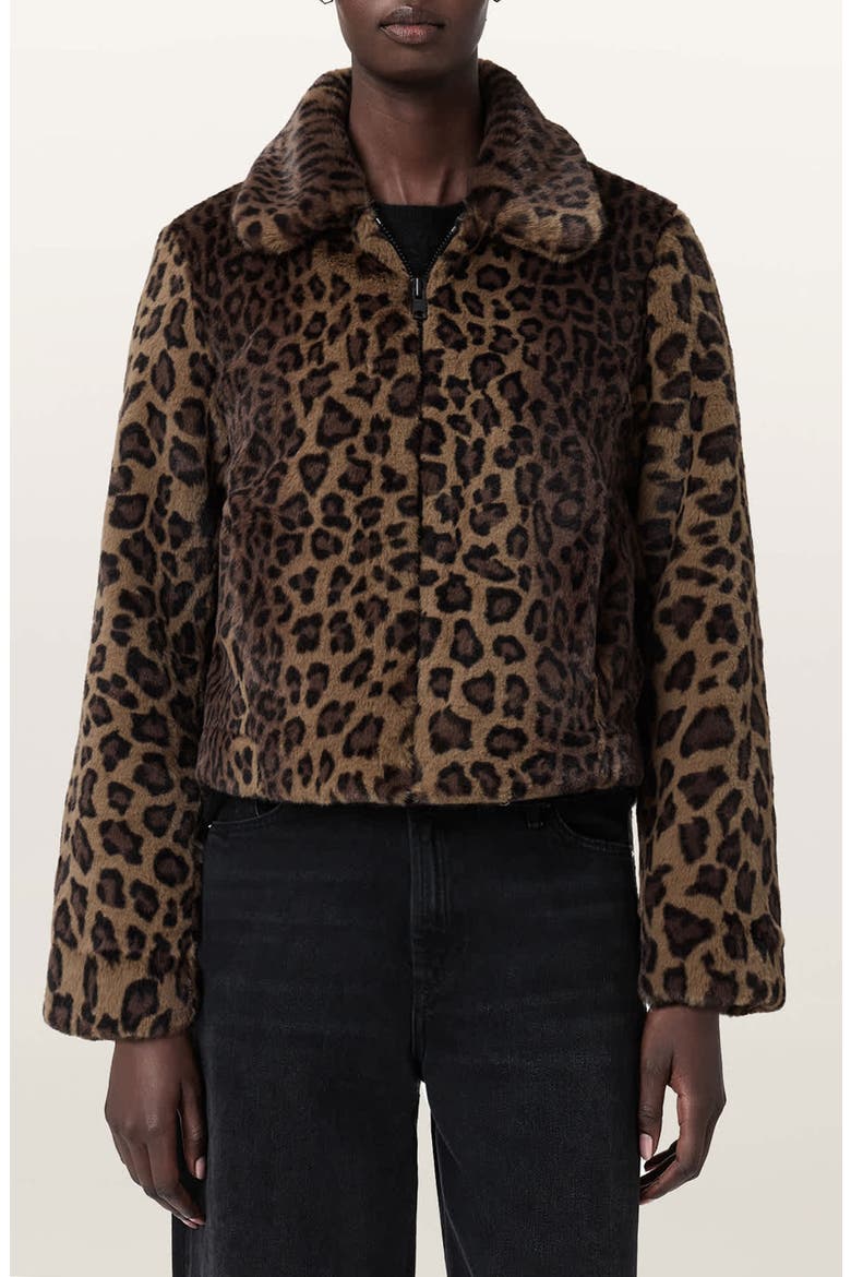 Saye Faux Fur Jacket, Main, color, LEOPARD BROWN