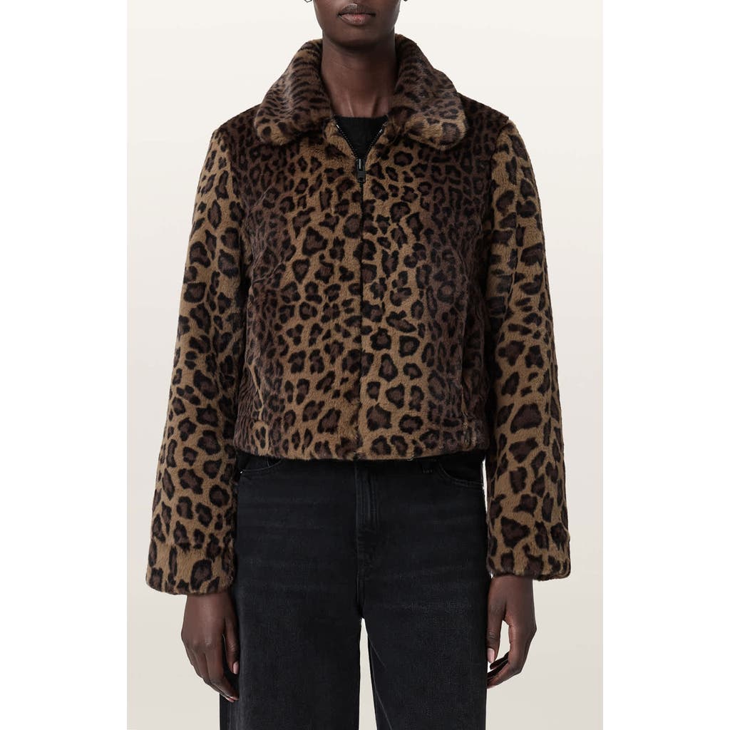 Allsaints Saye Faux Fur Jacket In Brown