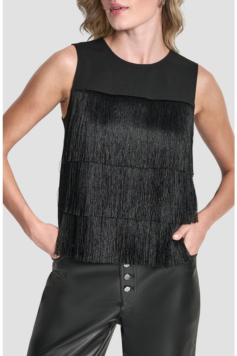 Tiered Fringe Top, Main, color, BLACK