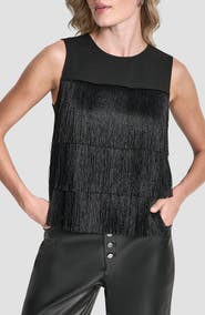 DKNY Tiered Fringe Top