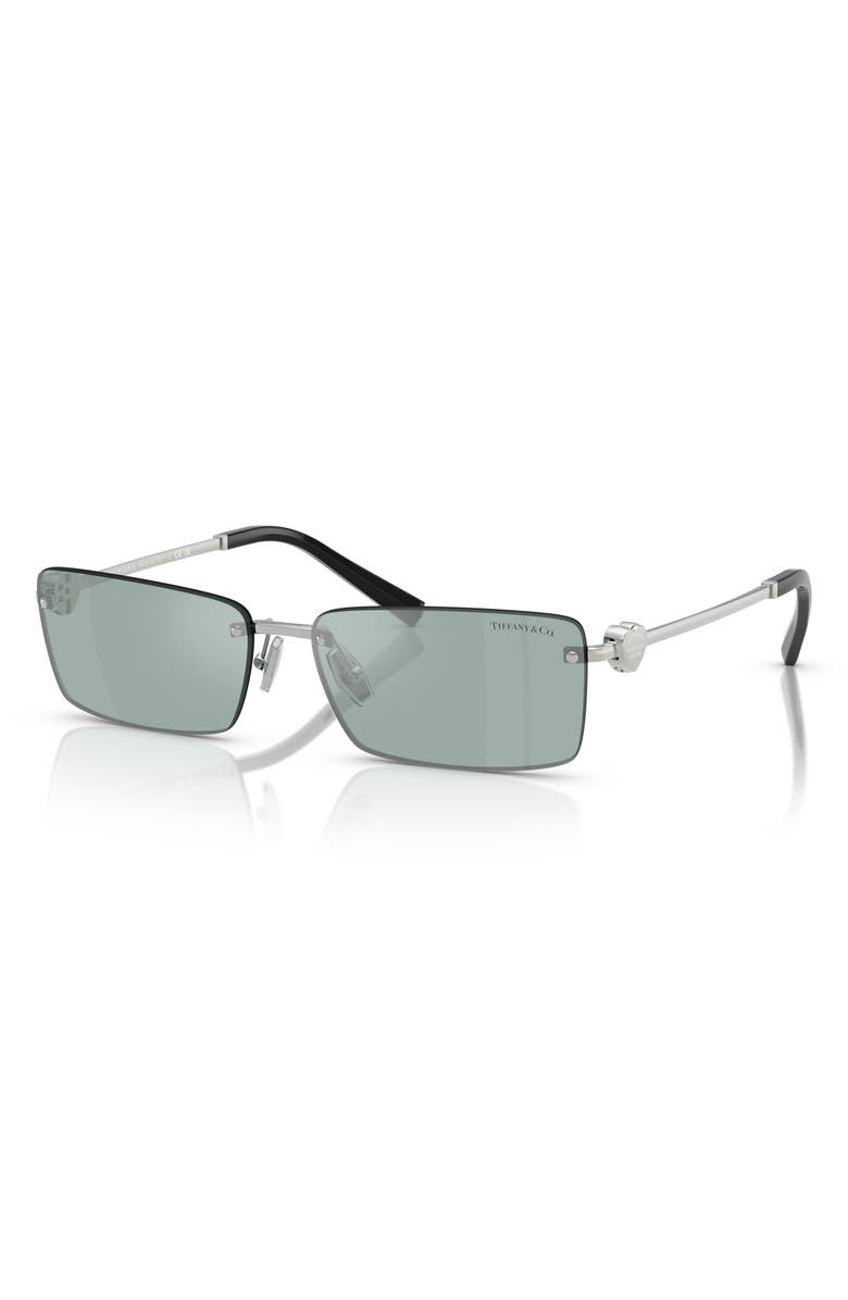 Tiffany & Co. 60mm Rectangular Sunglasses, Alternate, color, Silver Mirror