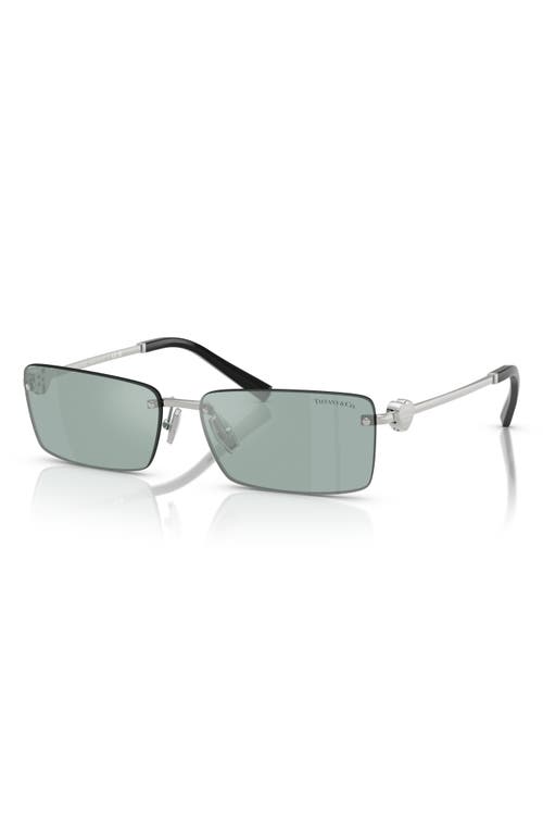 Tiffany & Co . 60mm Rectangular Sunglasses In Silver Mirror