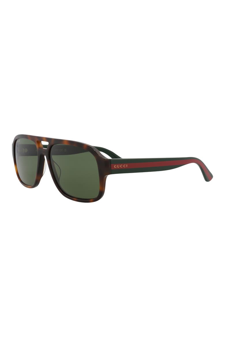 58mm Aviator Sunglasses, Alternate, color, HAVANA GREEN