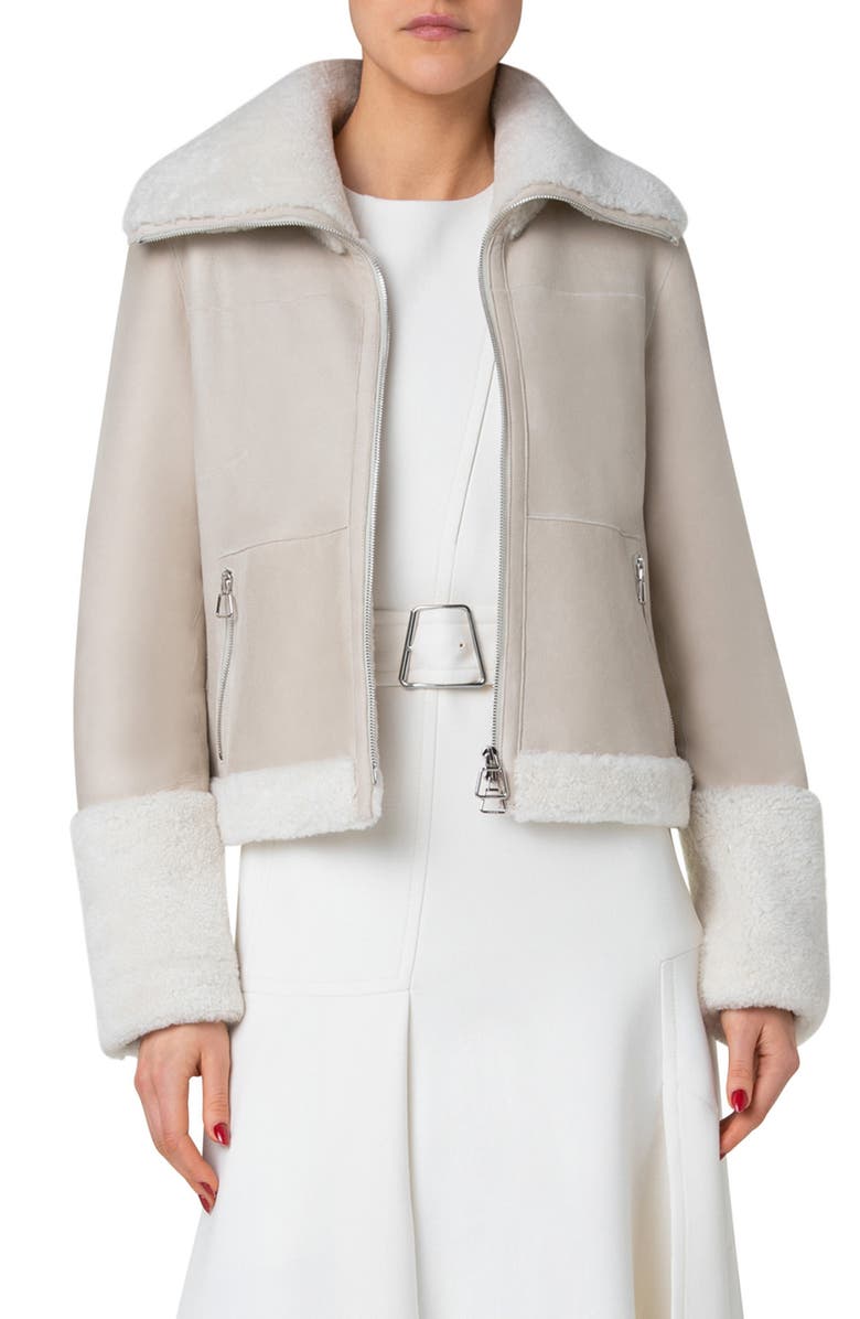 Akris Yasha Genuine Shearling Jacket, Main, color, 