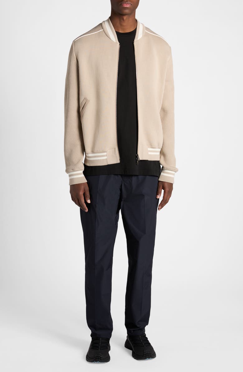 Moncler Cotton Blend Knit & Quilted Down Cardigan, Alternate, color, Medium Beige